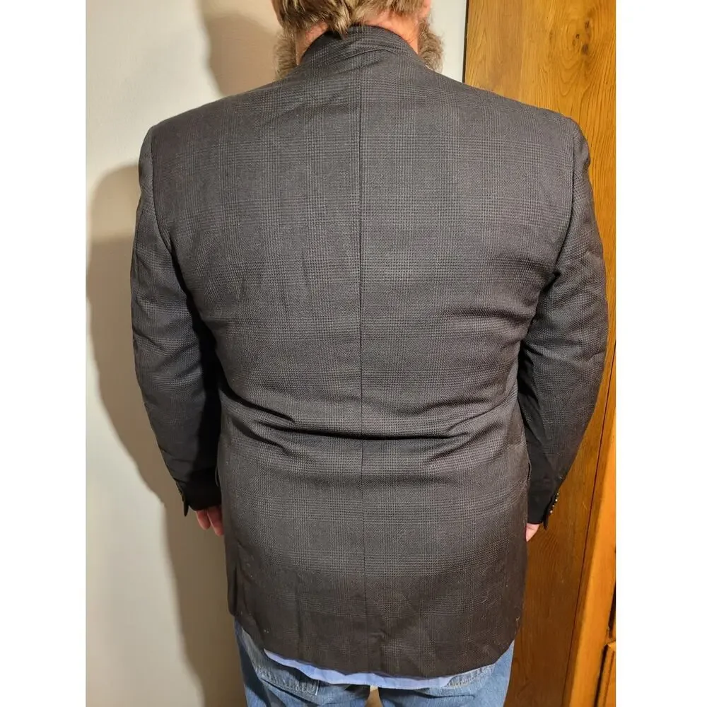 Joseph Abboud Nordstrom Mens 40R Gray Grey Plaid Wool Blazer Sport Coat Classic